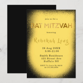 Schwarz-Gelb-Rauch-Bat Mitzvah Einladungen