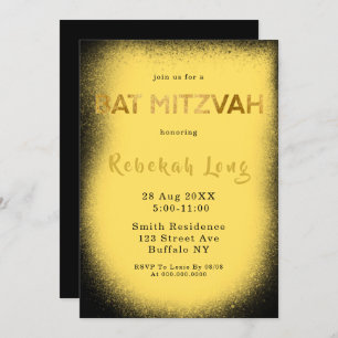 Schwarz-Gelb-Rauch-Bat Mitzvah Einladungen