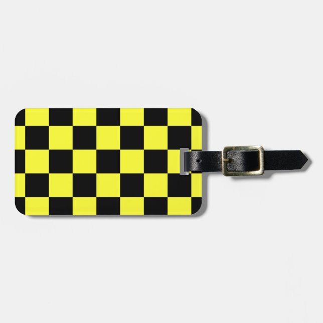 Schwarz-Gelb-Schachbrettmuster Gepäckanhänger (Vorderseite horizontal)