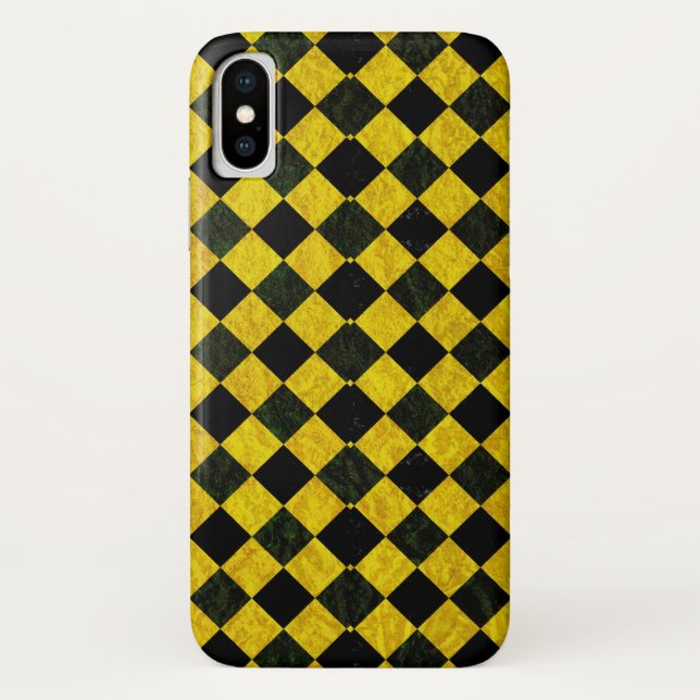 Schwarz-Gelb-Schachmuster Case-Mate iPhone Hülle (Rückseite)