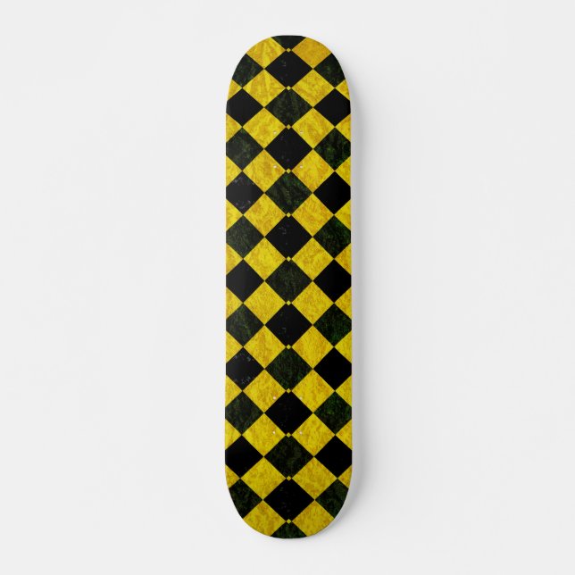 Schwarz-Gelb-Schachmuster Skateboard (Vorne)