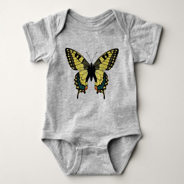 Schwarz-Gelb-Schmetterling Baby Strampler (Vorderseite)