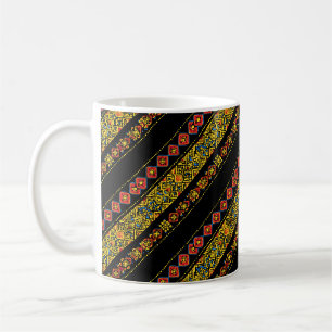 Schwarz-Gelb-Slavic-Muster Kaffeetasse