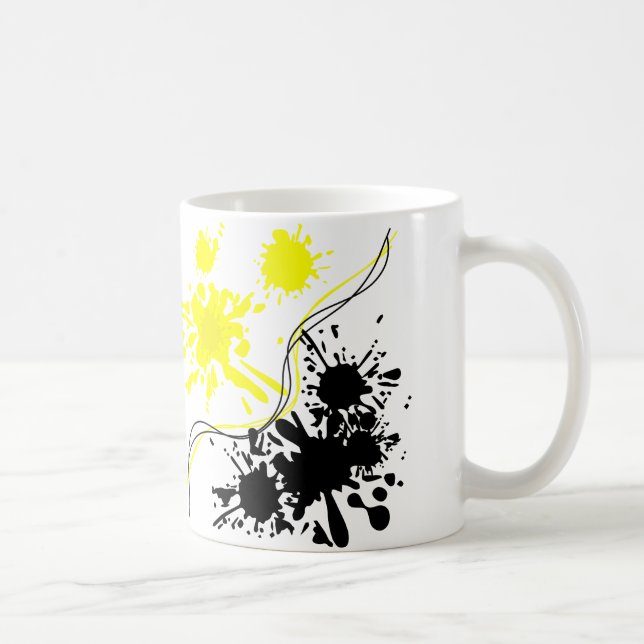 Schwarz-Gelb-Spritzfarbe Kaffeetasse (Rechts)