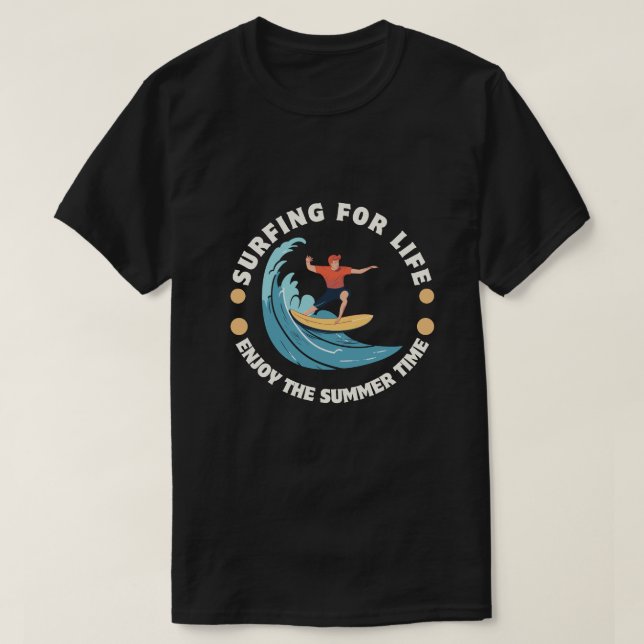 Schwarz-Gelb-Surfen für Lebensgestaltung T-Shirt (Design vorne)