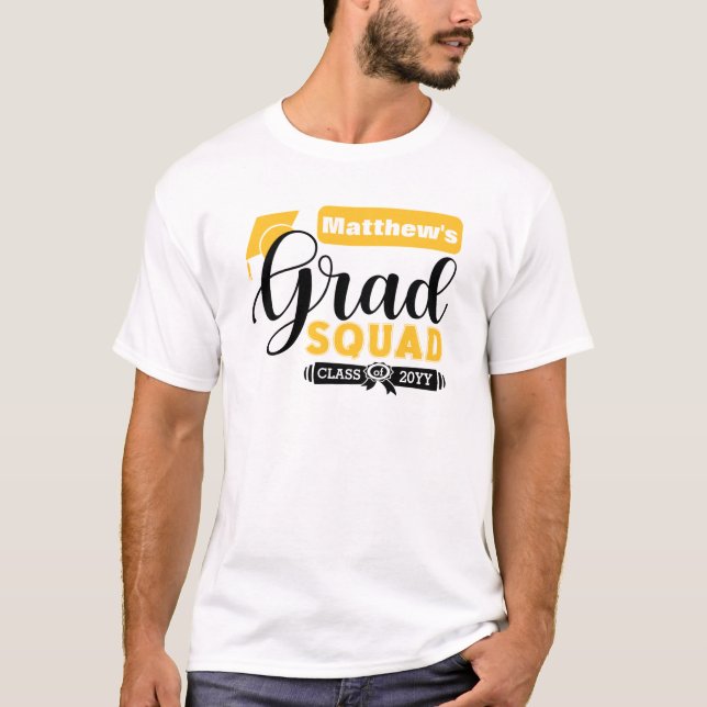 Schwarz-Gelb-Text-Männchen-Weiße T-Shirt (Vorderseite)