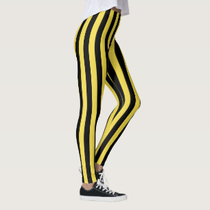 Schwarz-gelb vertikal gestreiftes Muster Leggings