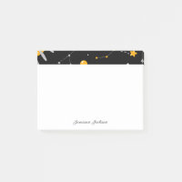 Schwarz-Gelb-Weltraum-Sterne-Rakete