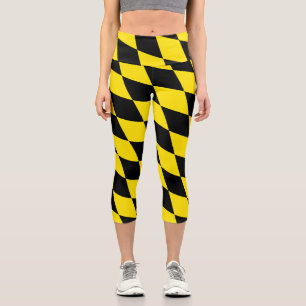 Schwarz-gelbe Bayern-Diamant-Flaggenmuster Capri Leggings