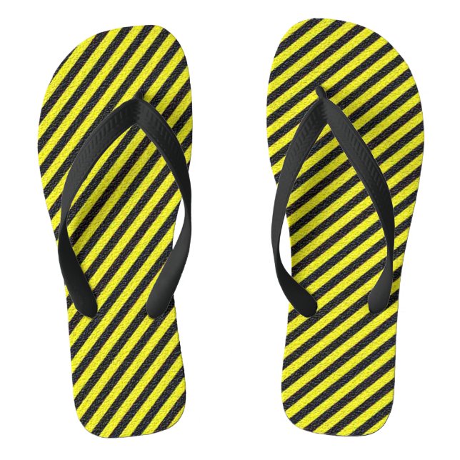 Schwarz-gelbe Diagonalstreifen Erwachsene Flip Flo Flip Flops (Fußbett)