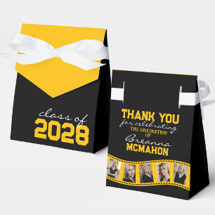 Schwarz-gelbe Foto-Collage-Filmstreifen in Gold Geschenkschachtel