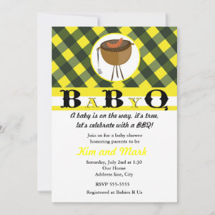 Schwarz Gelbe Sommer BBQ Baby Shower Einladungen