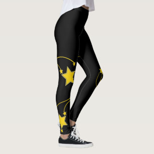 Schwarz Gelbe Sterne Leggings