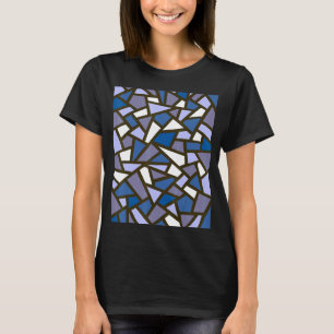 Schwarz Geometrisches Abstraktes Muster Lilac Dark T-Shirt