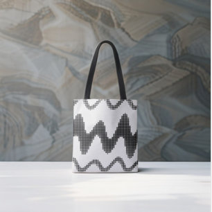 Schwarz gepunktete Zigzag-Wellen auf Weiß