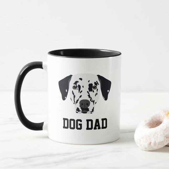 Schwarz-Gepunkteter Dalmatiner Hunde Vater Tasse (Mit Donut)