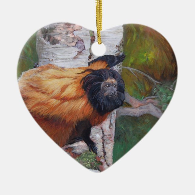 Schwarz-gesichtiger LöweTamarin Keramik Ornament (Vorne)
