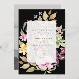 Schwarz getrocknete Wasserfarben Hochzeitskunst Fo Save The Date