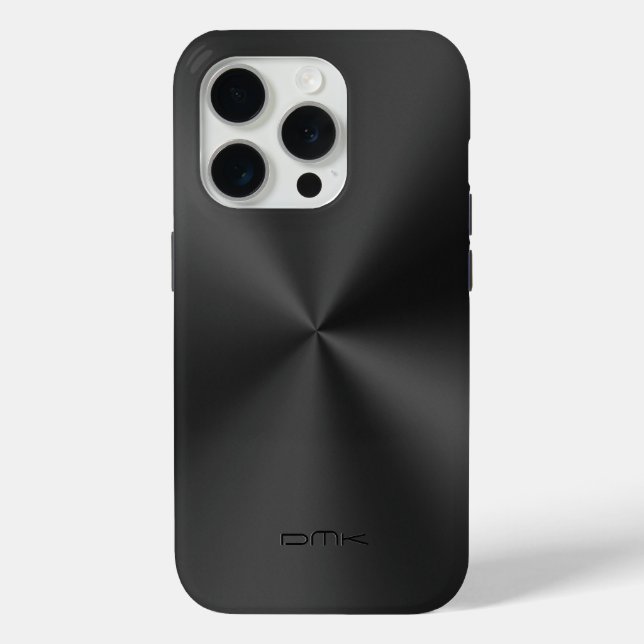 Schwarz glänzende Imitate aus Edelstahl-Monogramm Case-Mate iPhone Hülle (Rückseite)