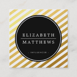 Schwarz glänzendes Gold im Kreis SOCIAL MEDIA Quadratische Visitenkarte