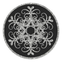Schwarz, Glitzer sieht Snowflake Hochzeitsticker