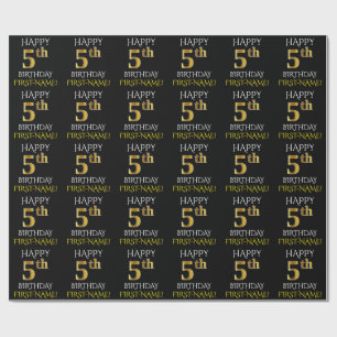 Schwarz, "GLÜCKLICH 5. BIRTHDAY" - Packpapier