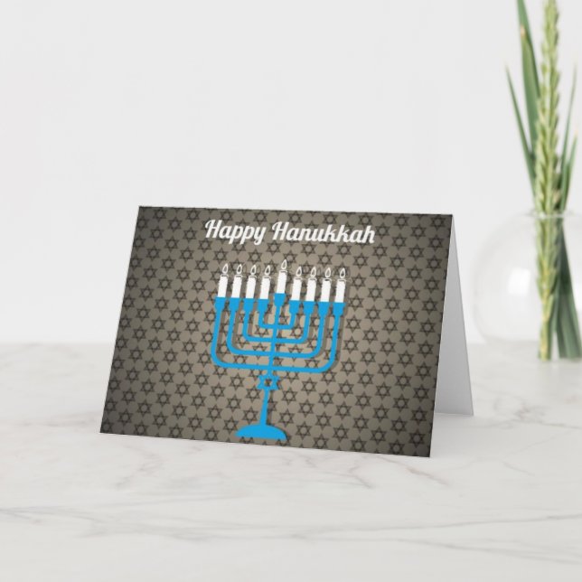 schwarz glücklicher hanukkah einladung (Vorderseite)