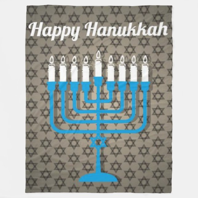 schwarz glücklicher hanukkah fleecedecke (Vorderseite)