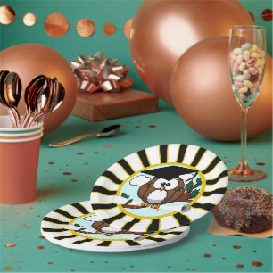 Schwarz-Gold-Abschluss der Eule-Schule Pappteller