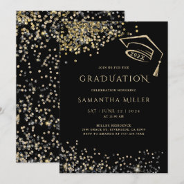 Schwarz-Gold-Abschluss-Vorlage Einladung