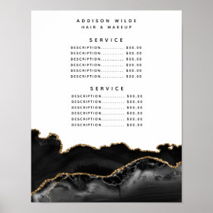 Schwarz-Gold-Achat-Marmor-Service-Preis Poster