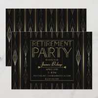 Schwarz & Gold Art Deco Arbeits-Jubiläums-Ruhestan