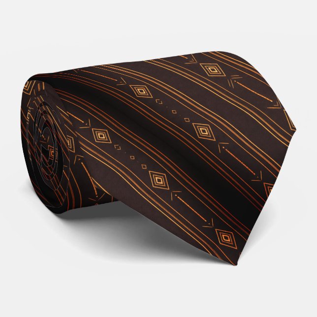 Schwarz & Gold Art Deco Pfeil Krawatte (Gerollt)