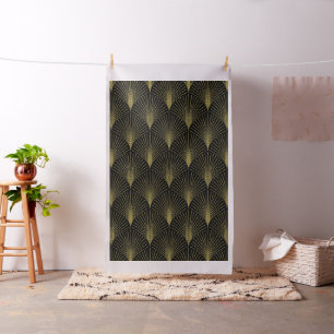 Schwarz & Gold Art-Deko Geometrisches Muster Stoff