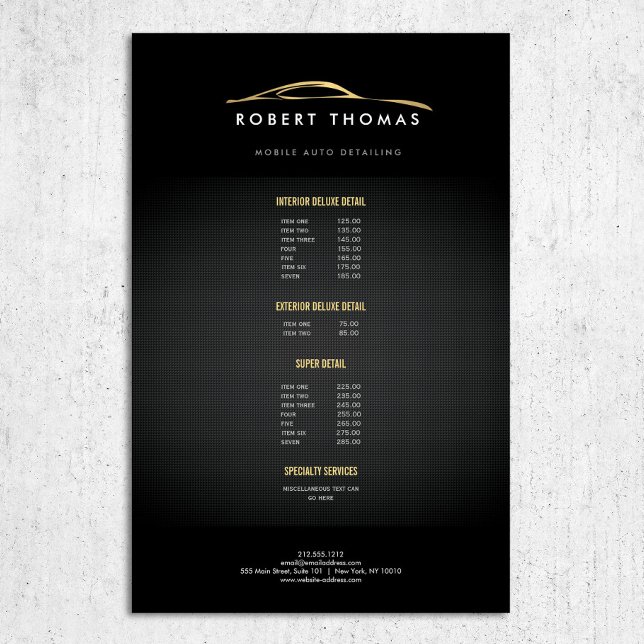 Schwarz-Gold-Auto-Details, Auto-Reparatur Flyer (Von Creator hochgeladen)
