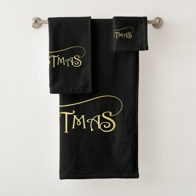 Schwarz-Gold-Badehandtuch-Set Badhandtuch Set (Insitu)