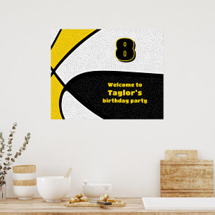 Schwarz-Gold Basketball-Mannschaftsfarben Party Em Poster