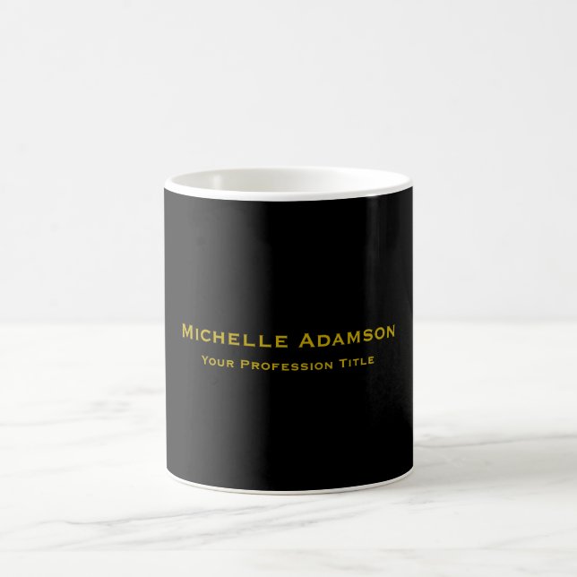 Schwarz/Gold Beruflich Schlicht Kaffeetasse (Mittel)