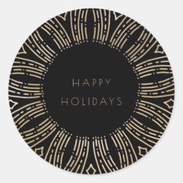 Schwarz & Gold Bilderrahmen Deko Holidays Runder Aufkleber