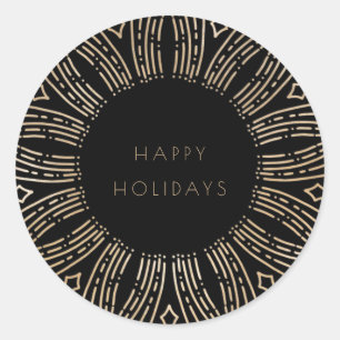 Schwarz & Gold Bilderrahmen Deko Holidays Runder Aufkleber