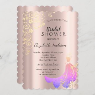 Schwarz, Gold Blume Dress Rose Gold Brautparty Einladung