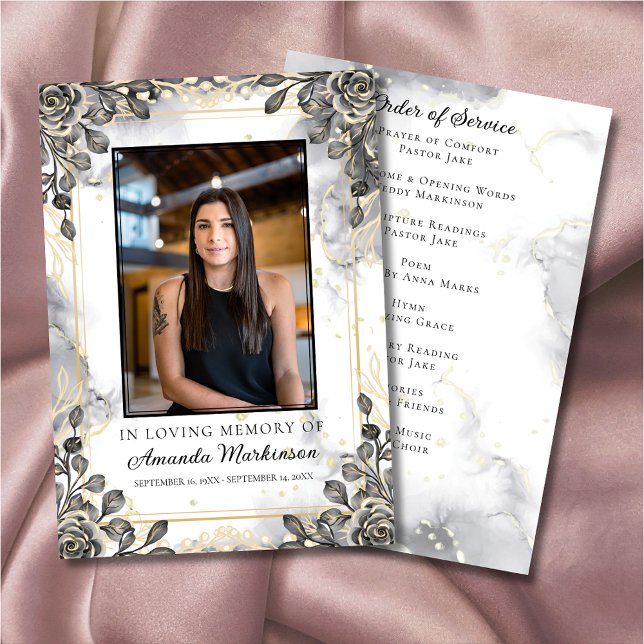 Schwarz-Gold-Blumen-Marmororden Programm (Von Creator hochgeladen)