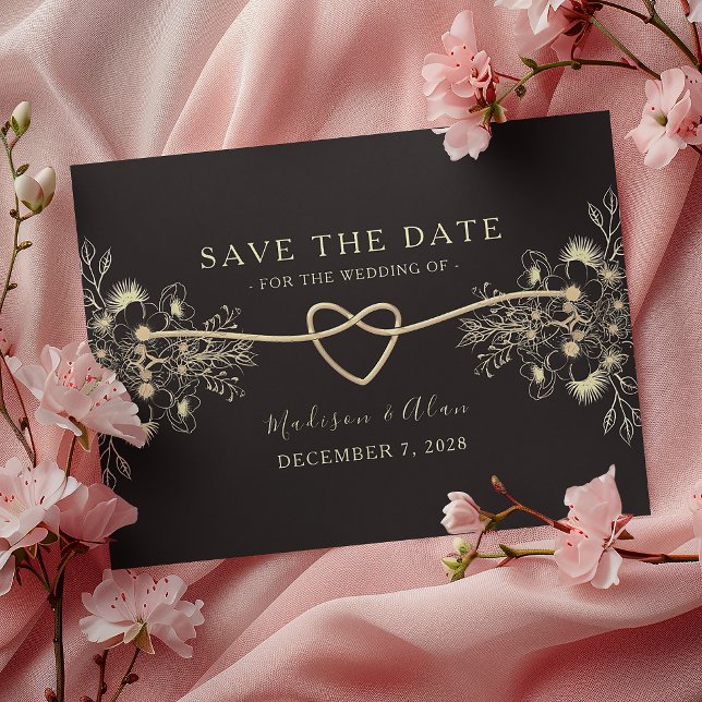 Schwarz-Gold-Blumenhochzeit Save The Date (Von Creator hochgeladen)