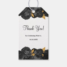 Schwarz-Gold-Blumenzettel Geschenkanhänger