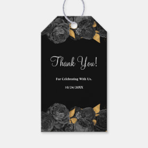 Schwarz-Gold-Blumenzettel Geschenkanhänger