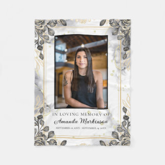 Schwarz-Gold-Blütenmarmor Lounge Gedächtnisbeerdig Fleecedecke