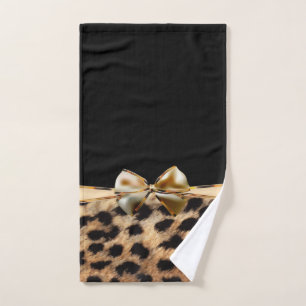 Schwarz & Gold Bogen Leopard Gepard Tierdruck Badhandtuch Set