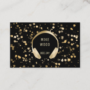 Schwarz Gold Bokeh Kopfhörer DJ Visitenkarte