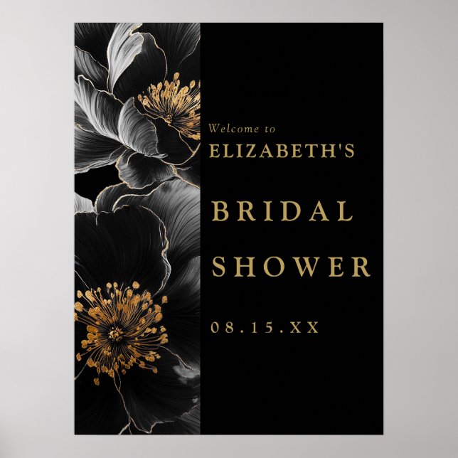 Schwarz-Gold-Brautparty Begrüßungszeichen Poster (Vorne)