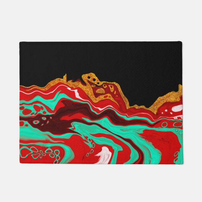 Schwarz, Gold, Burgund, Marmor Fußmatte (Vorderseite)